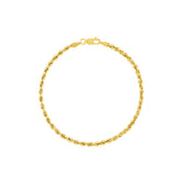 14k Yellow Gold Rope Chain Bracelet 2.9 mm